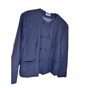 Pendleton Women's Vtg Sz 14 Blazer Jacket Navy Double Breasted 100% Wool